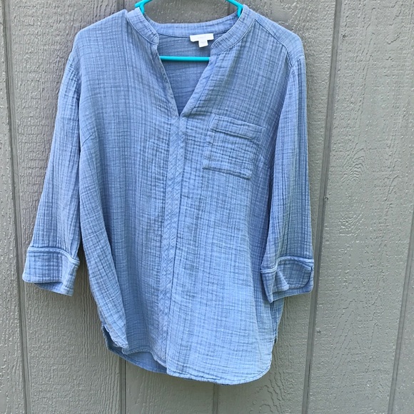 Pure Jill. Size medium petite. Light Blue Textured Blouse - Picture 1 of 7